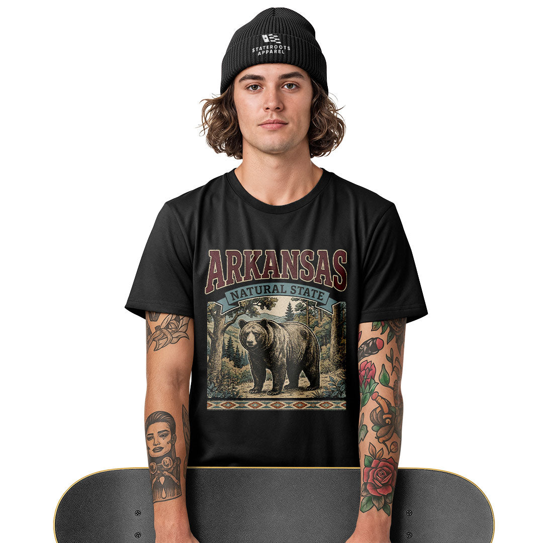Arkansas Black Bear Natural State Tee - White view
