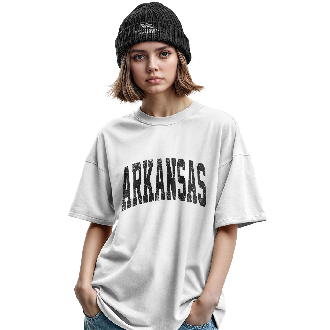Arkansas Distressed Varsity Tee - Military Green view