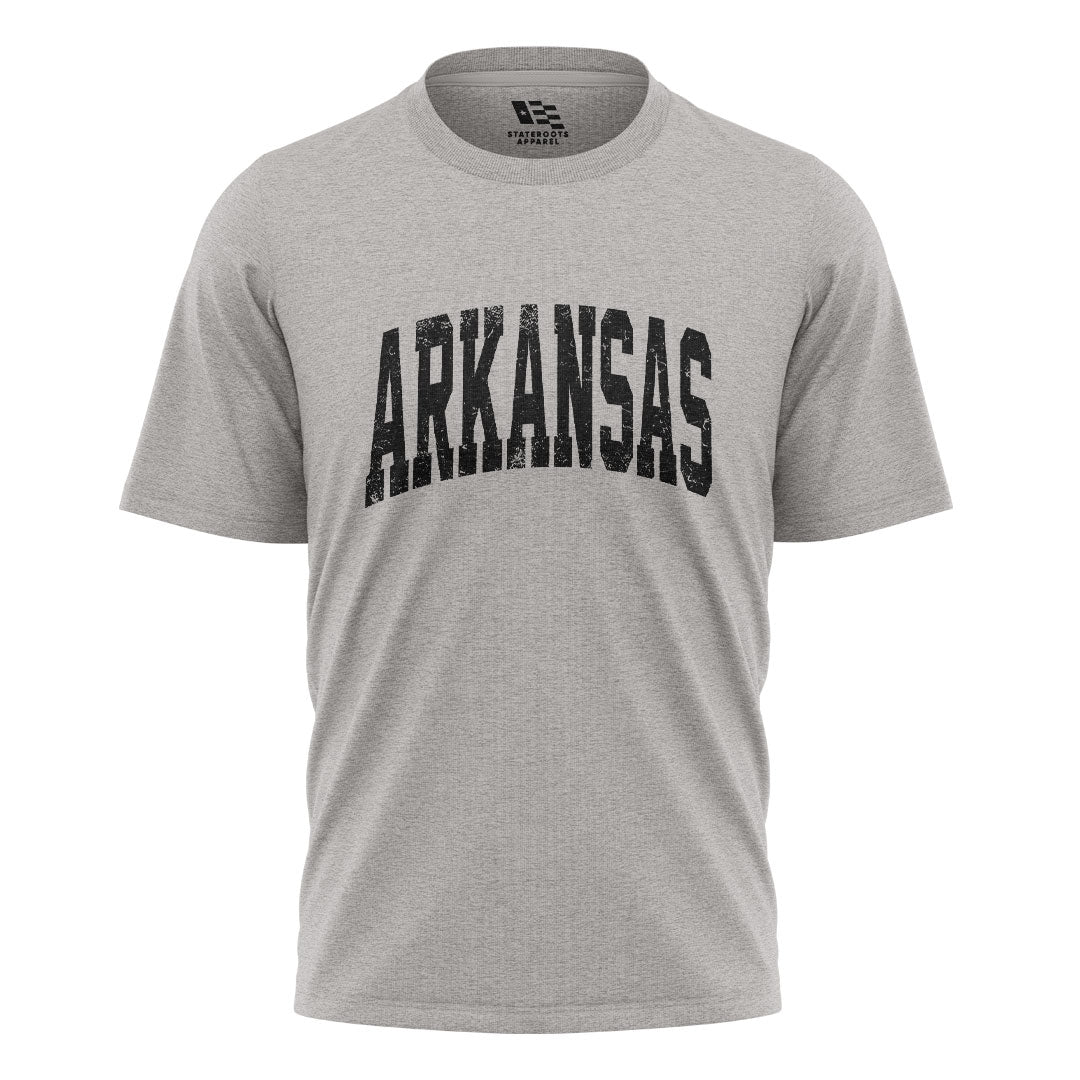 Arkansas Distressed Varsity Tee - Sport Grey flatlay