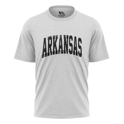 Arkansas Distressed Varsity Tee - White flatlay