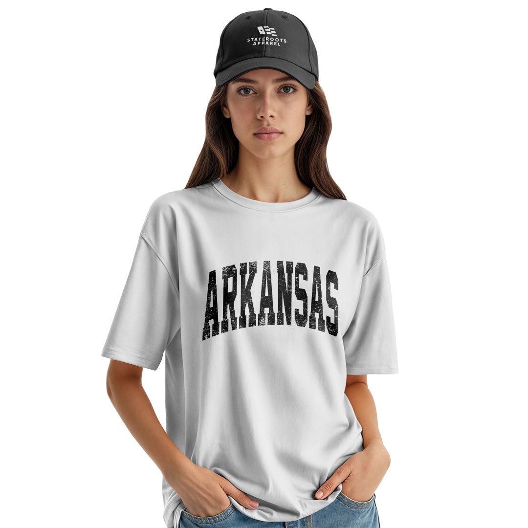 Arkansas Distressed Varsity Tee - White view