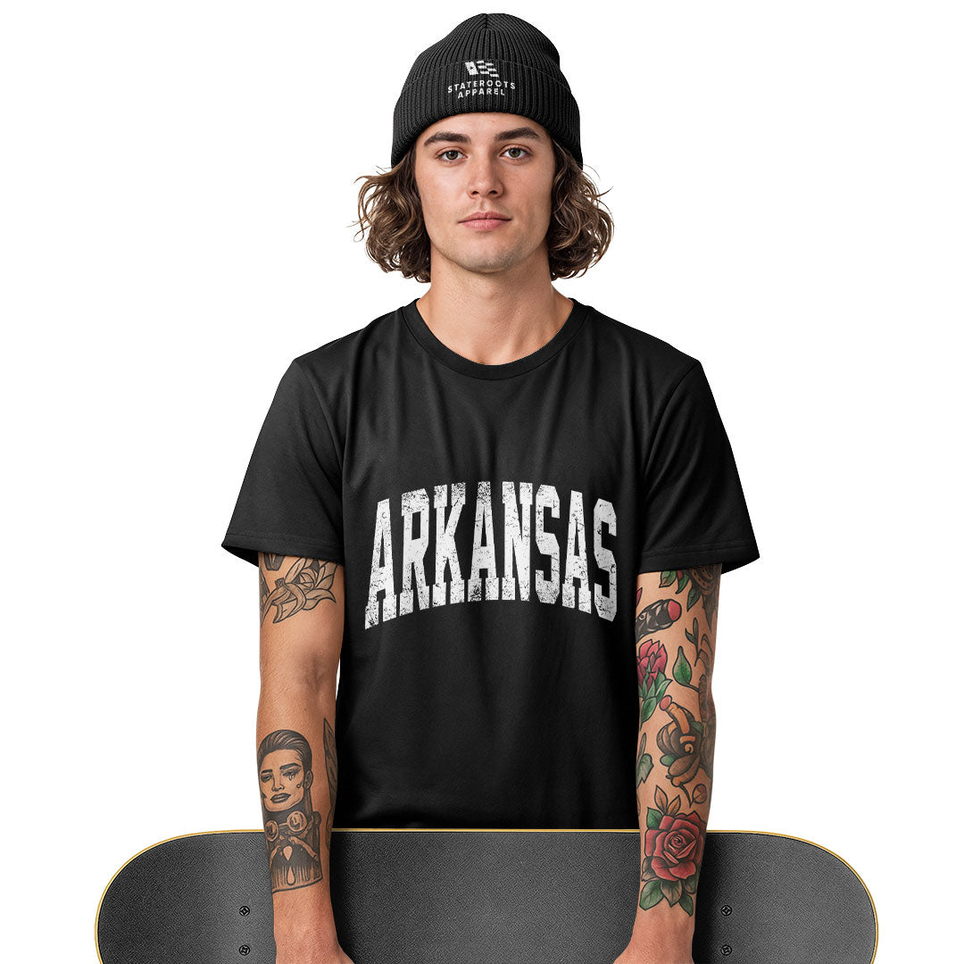 Arkansas Distressed Varsity Tee - White view