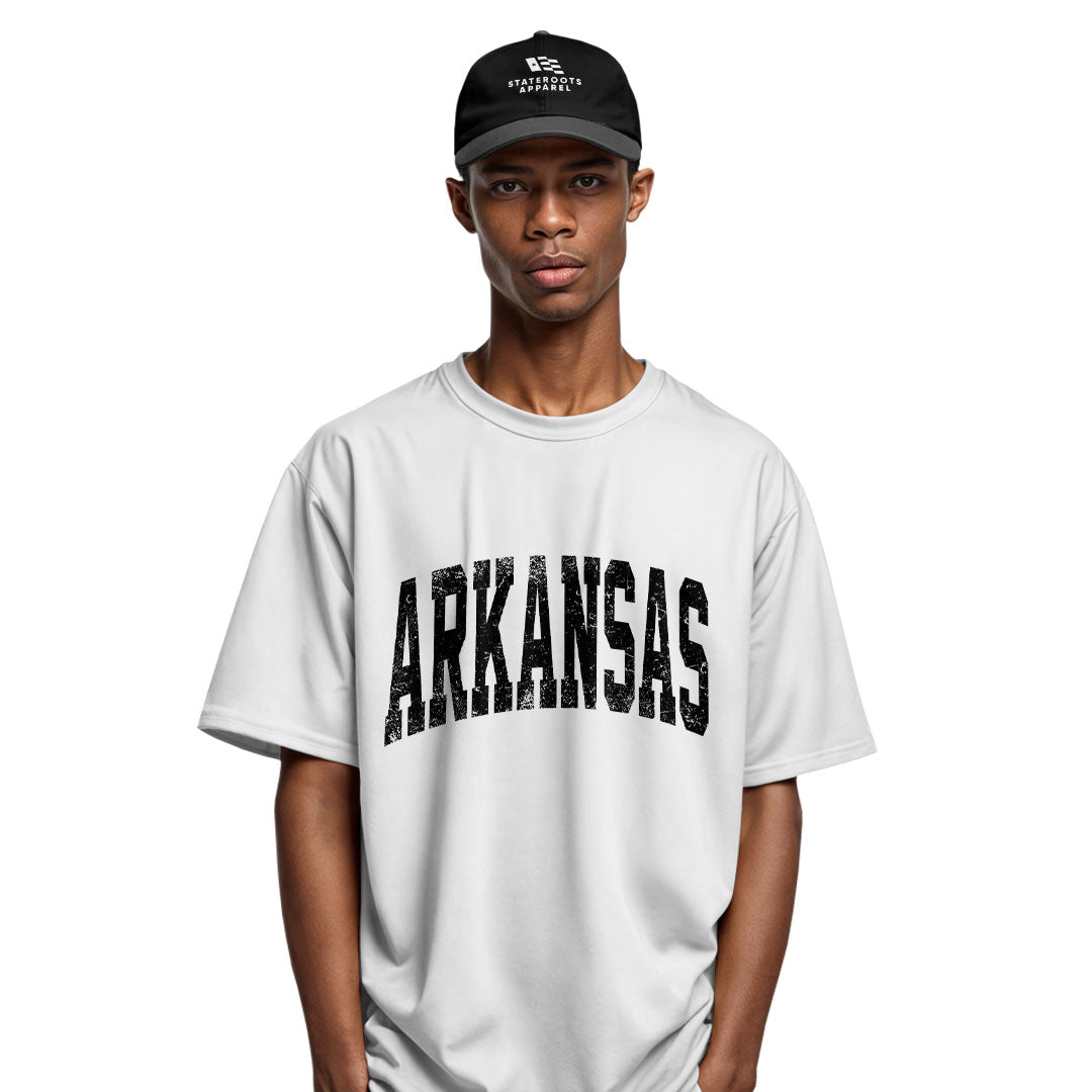 Arkansas Distressed Varsity Tee - White view