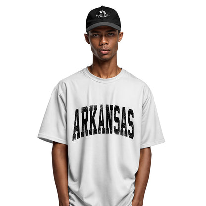 Arkansas Distressed Varsity Tee - White view