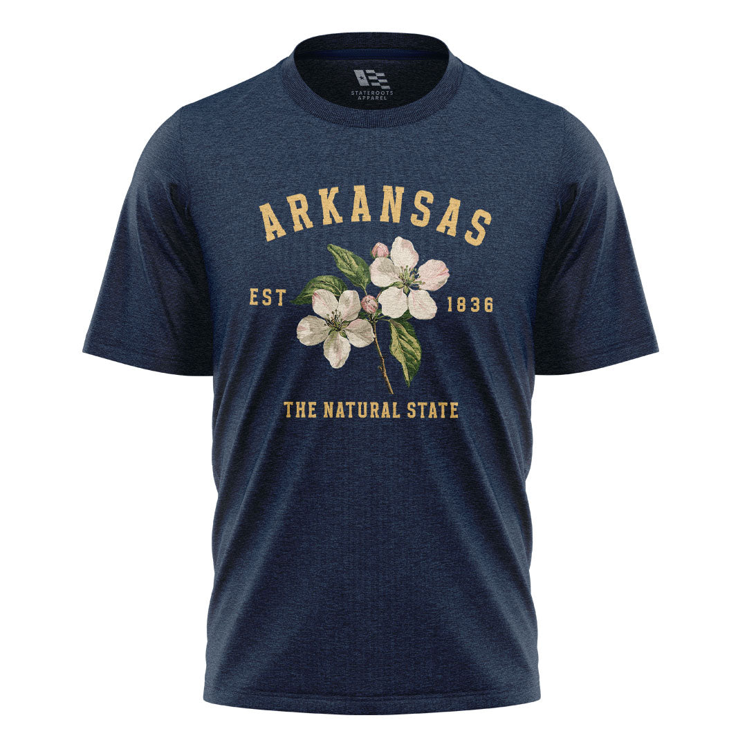 Arkansas Est 1836 Natural State Tee - Navy flatlay
