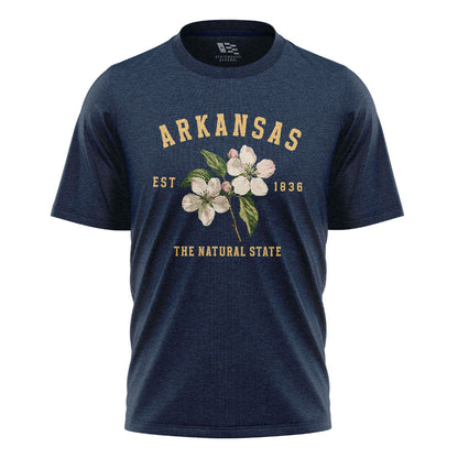 Arkansas Est 1836 Natural State Tee - Navy flatlay