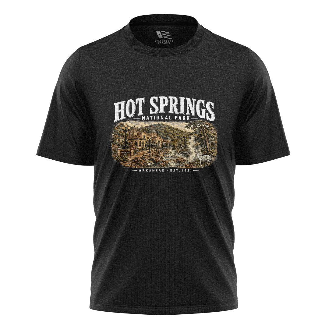 Arkansas Hot Springs Est 1921 Tee - Black flatlay