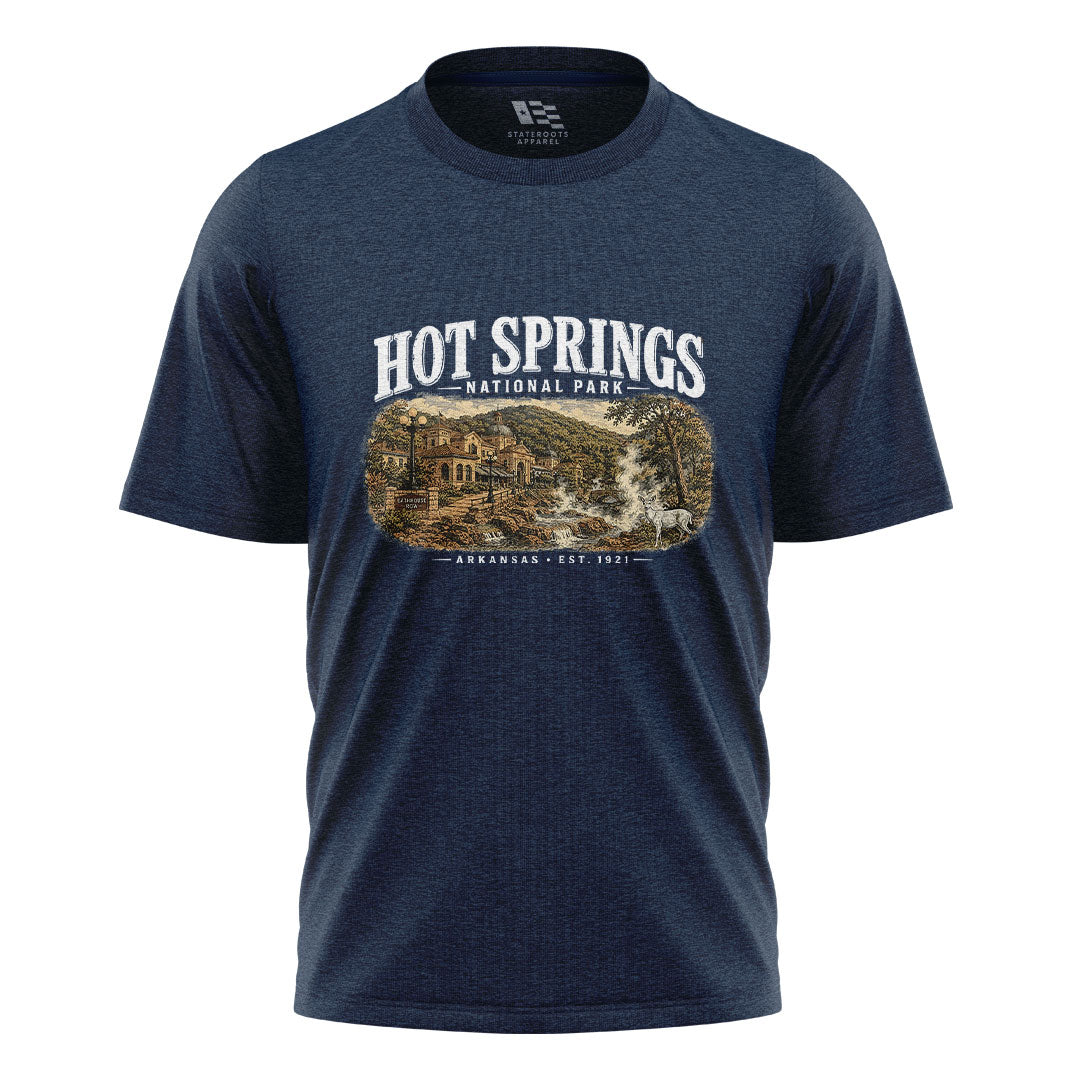 Arkansas Hot Springs Est 1921 Tee - Navy flatlay