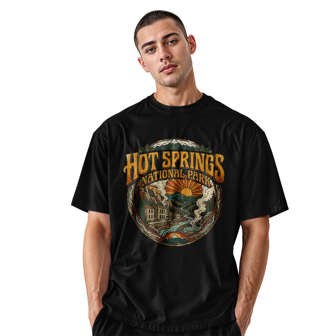 Arkansas Hot Springs National Park Badge Tee - Black view