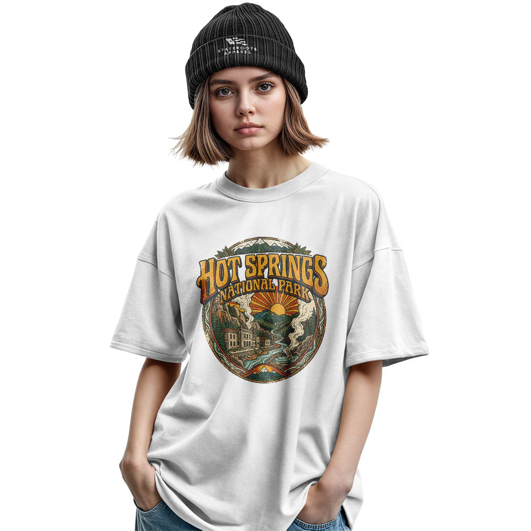 Arkansas Hot Springs National Park Badge Tee - Military Green view