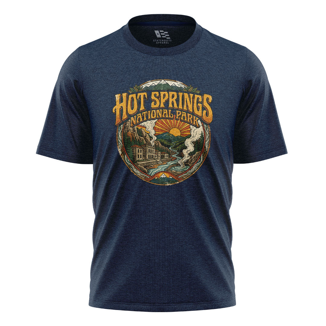 Arkansas Hot Springs National Park Badge Tee - Navy flatlay