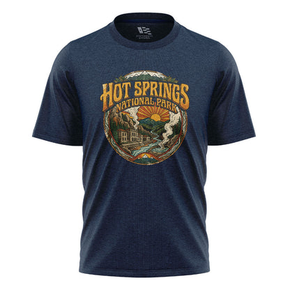 Arkansas Hot Springs National Park Badge Tee - Navy flatlay