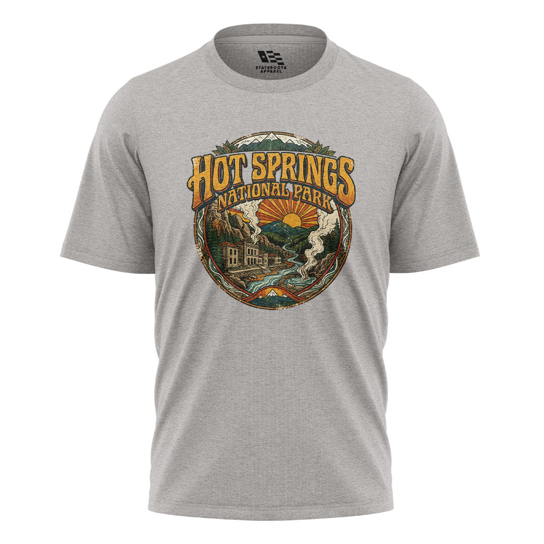 Arkansas Hot Springs National Park Badge Tee - Sport Grey flatlay