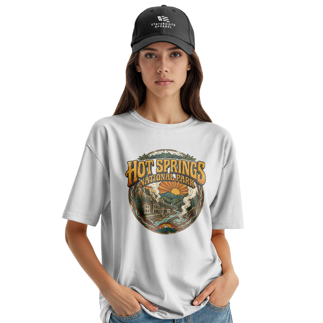 Arkansas Hot Springs National Park Badge Tee - White view