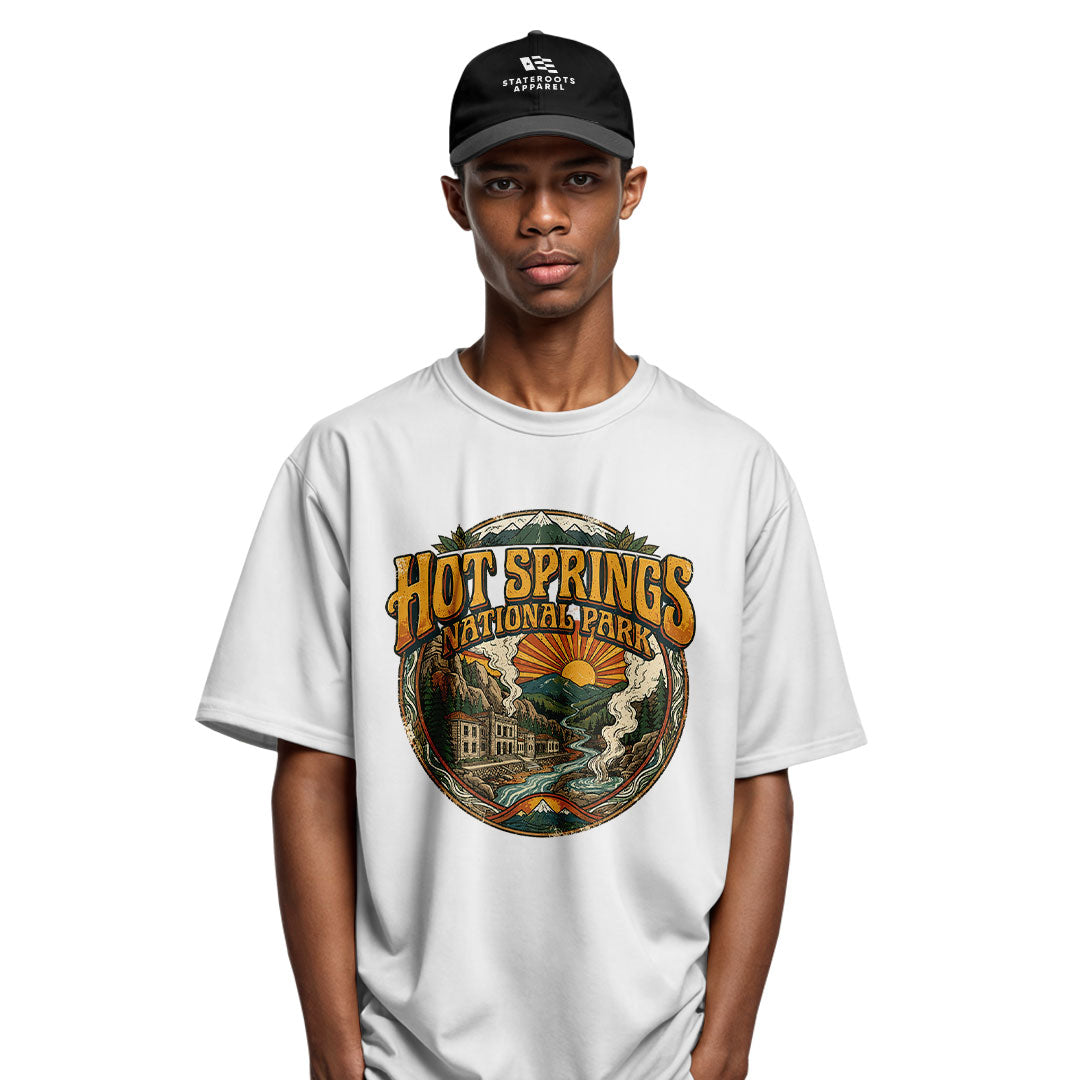 Arkansas Hot Springs National Park Badge Tee - White view