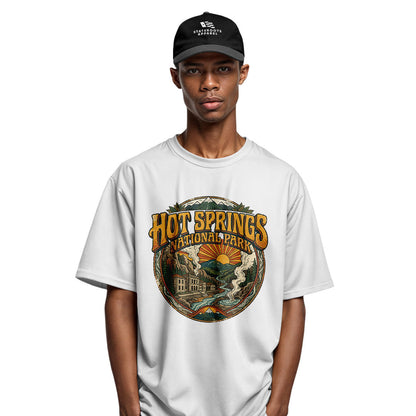 Arkansas Hot Springs National Park Badge Tee - White view