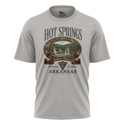 Arkansas Hot Springs Outdoor Discovery Tee - Sport Grey flatlay