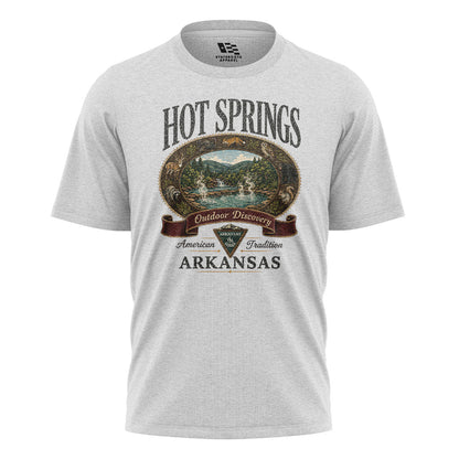 Arkansas Hot Springs Outdoor Discovery Tee - White flatlay