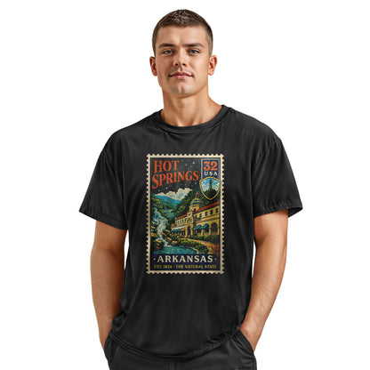 Arkansas Hot Springs Postage Stamp Tee - Navy view