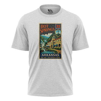 Arkansas Hot Springs Postage Stamp Tee - White flatlay