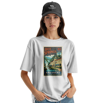 Arkansas Hot Springs Postage Stamp Tee - White view