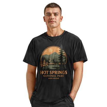 Arkansas Hot Springs Sunset Deer Tee - Navy view