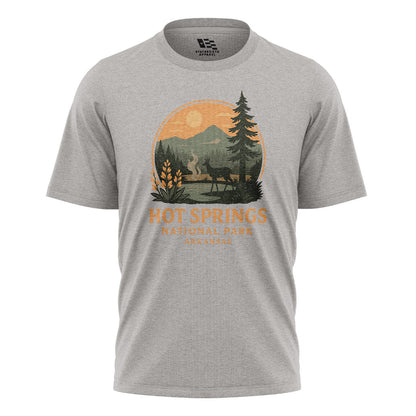 Arkansas Hot Springs Sunset Deer Tee - Sport Grey flatlay