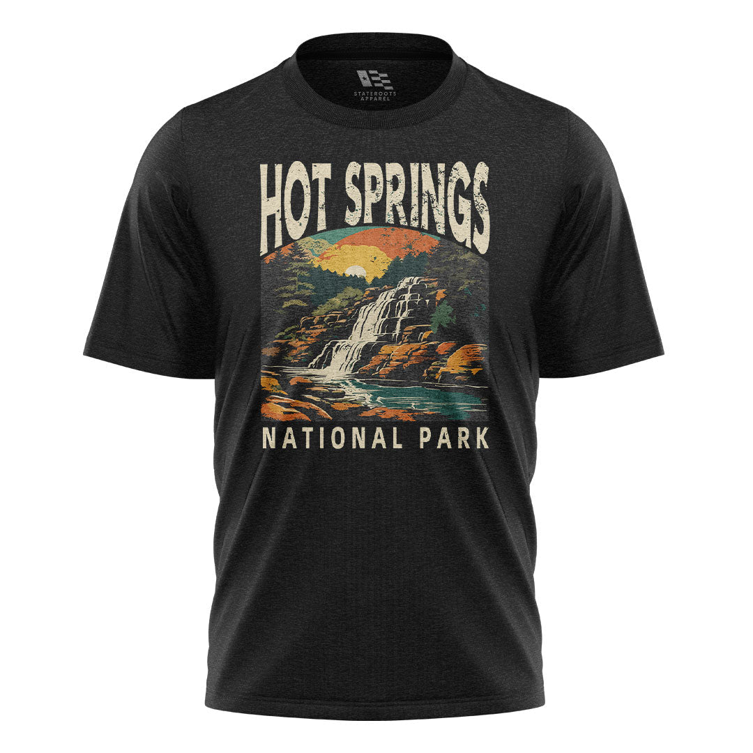Arkansas Hot Springs Waterfall Tee - Black flatlay