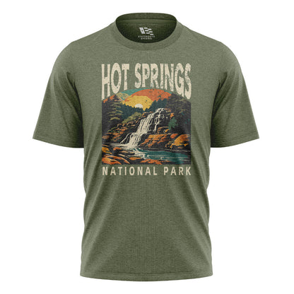 Arkansas Hot Springs Waterfall Tee - Military Green flatlay
