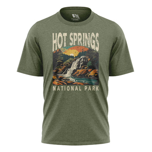 Arkansas Hot Springs Waterfall Tee - Military Green flatlay