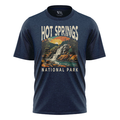 Arkansas Hot Springs Waterfall Tee - Navy flatlay
