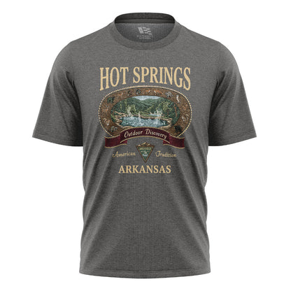 Arkansas Hot Springs Wildlife Tee - Charcoal flatlay