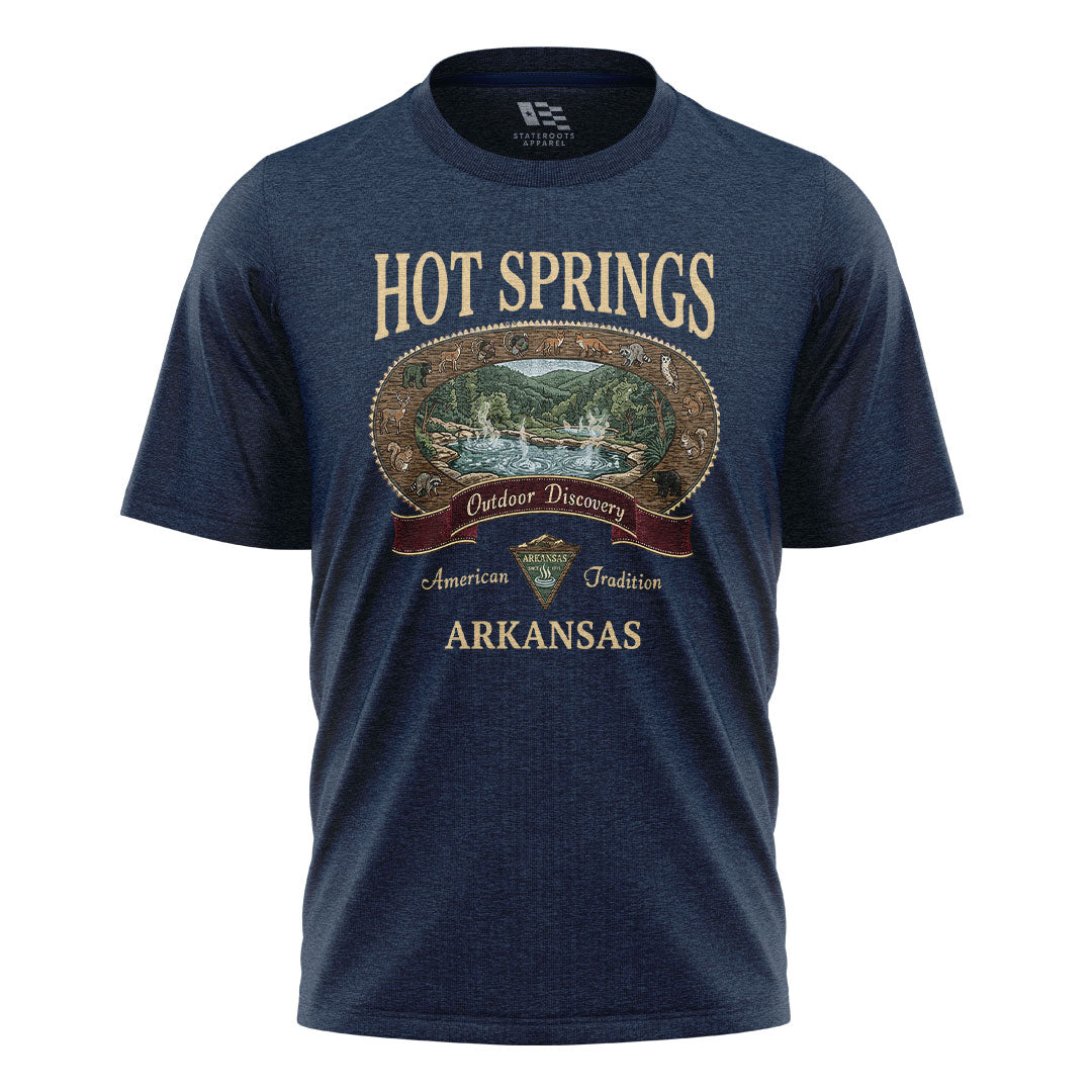 Arkansas Hot Springs Wildlife Tee - Navy flatlay