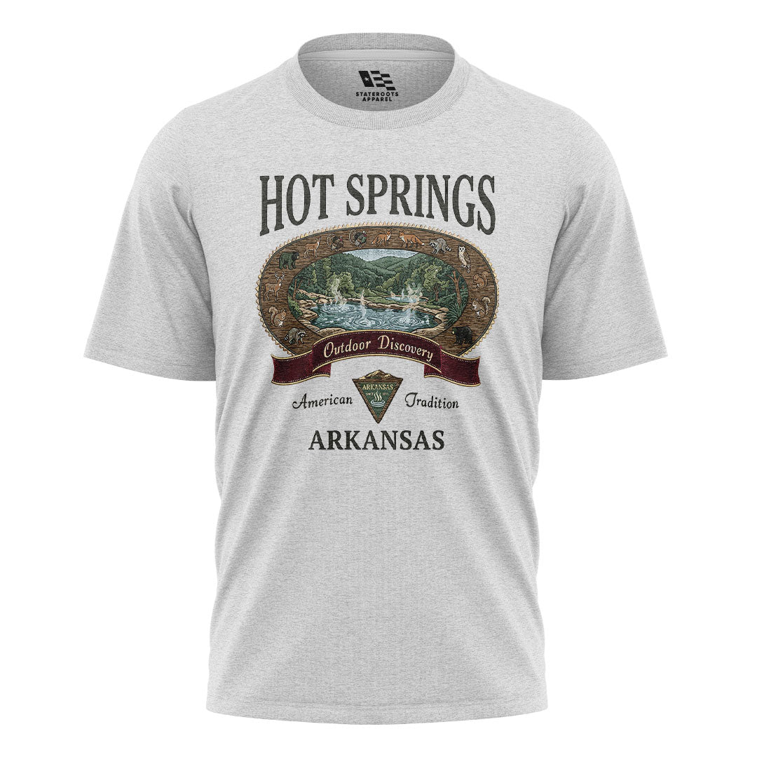 Arkansas Hot Springs Wildlife Tee - White flatlay