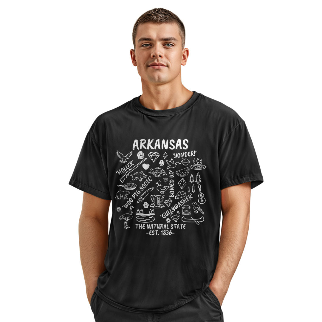 Arkansas Icons Sayings Tee - Navy view