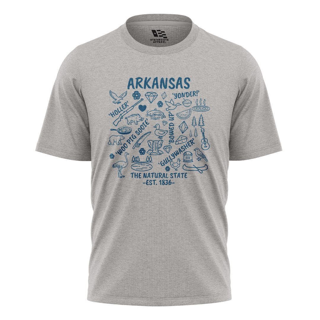 Arkansas Icons Sayings Tee - Sport Grey flatlay