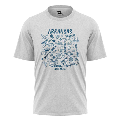 Arkansas Icons Sayings Tee - White flatlay