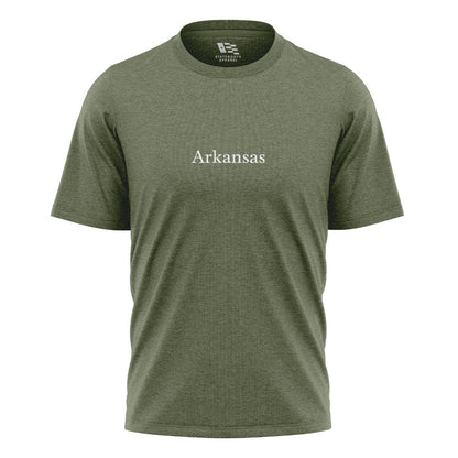 Arkansas Minimalist Text Tee - Military Green flatlay