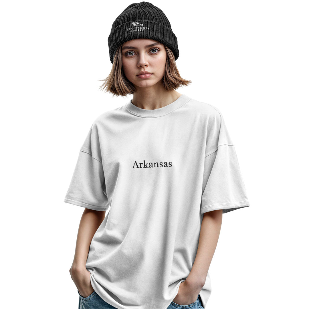 Arkansas Minimalist Text Tee - Military Green view