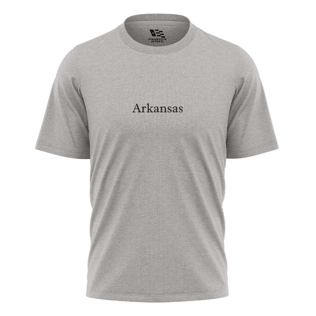 Arkansas Minimalist Text Tee - Sport Grey flatlay