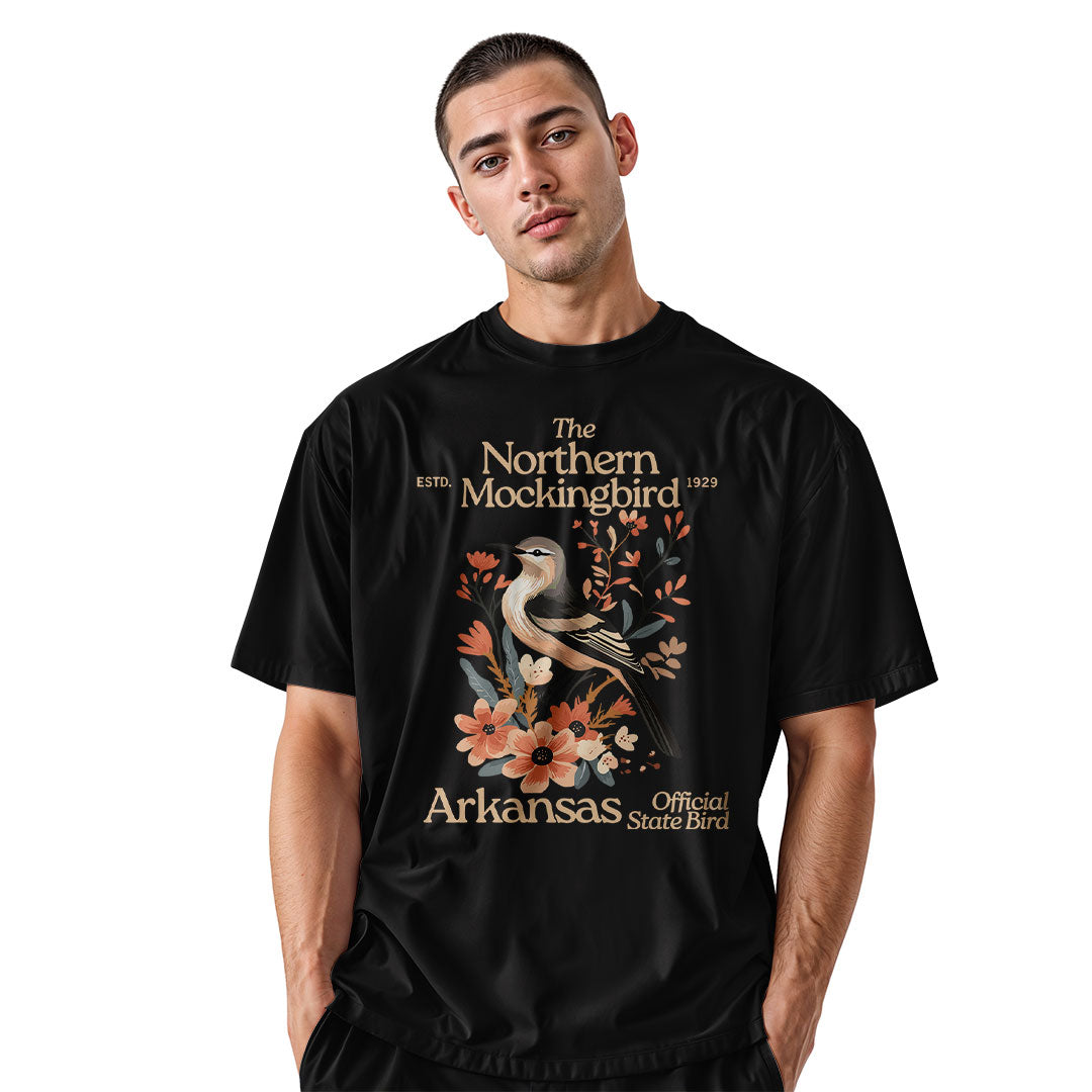 Arkansas Mockingbird Florals Tee - Black view