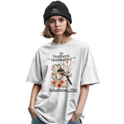 Arkansas Mockingbird Florals Tee - Military Green view