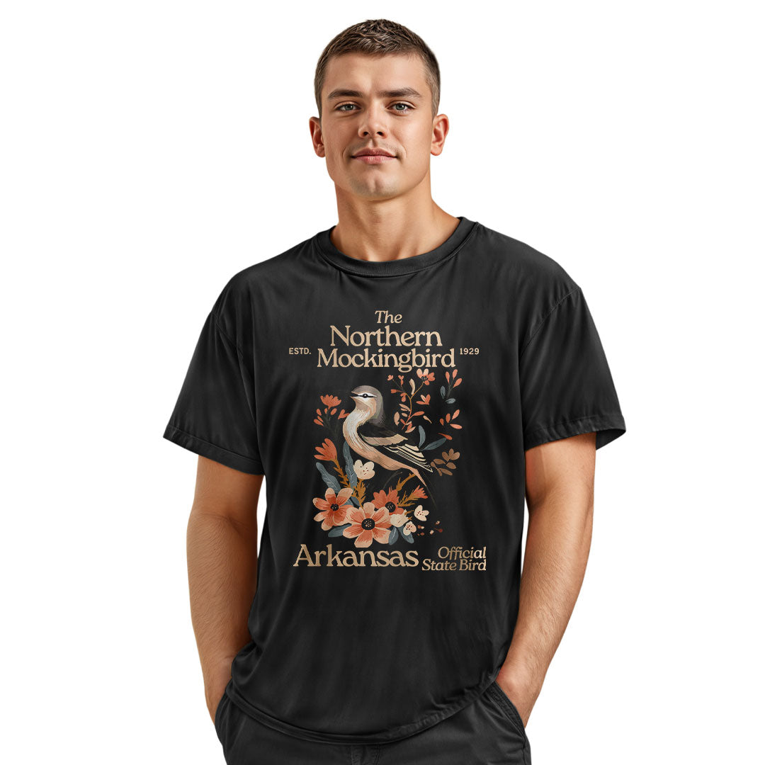 Arkansas Mockingbird Florals Tee - Navy view