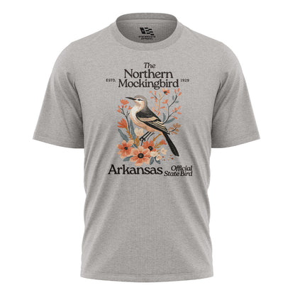 Arkansas Mockingbird Florals Tee - Sport Grey flatlay