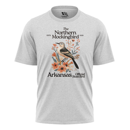 Arkansas Mockingbird Florals Tee - White flatlay