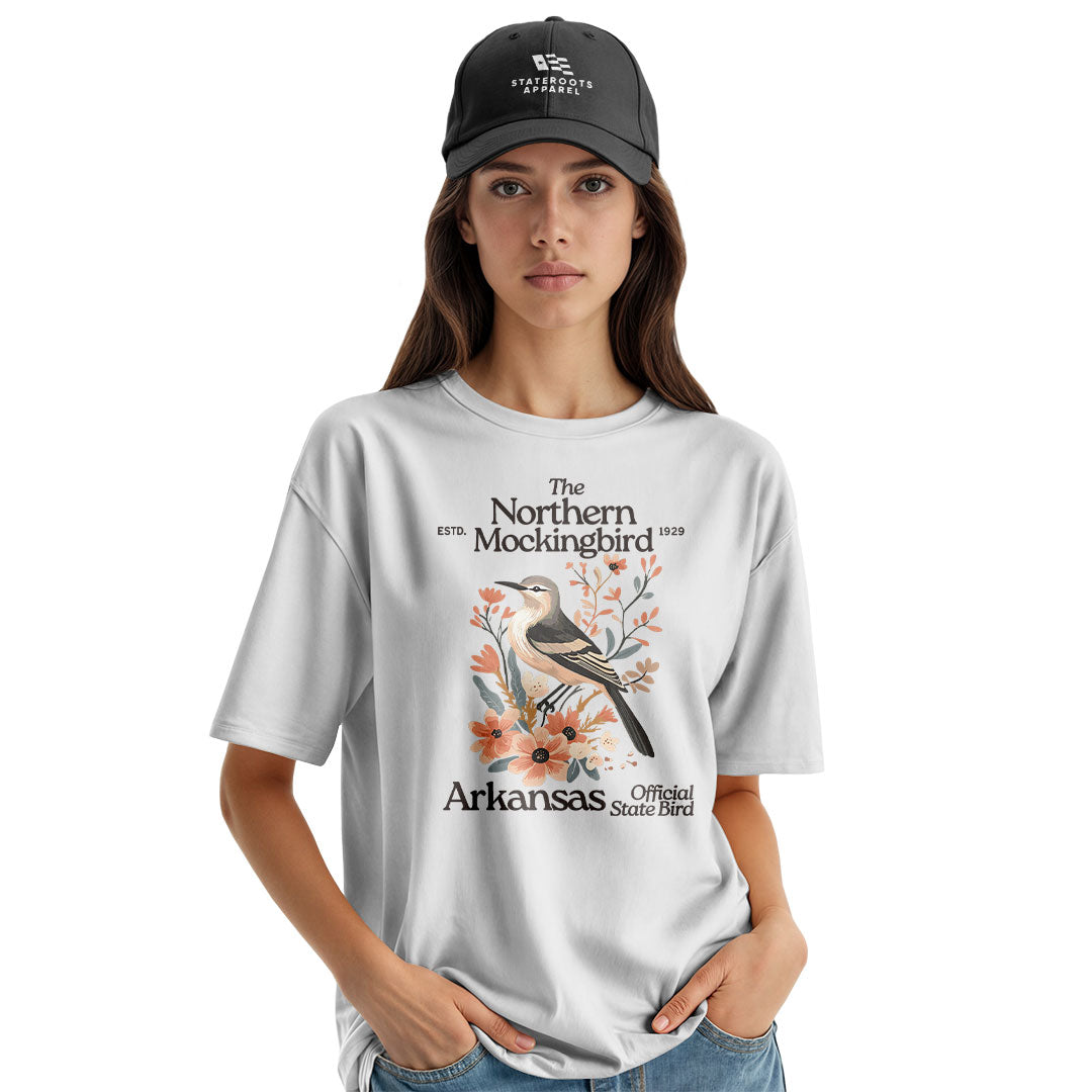 Arkansas Mockingbird Florals Tee - White view