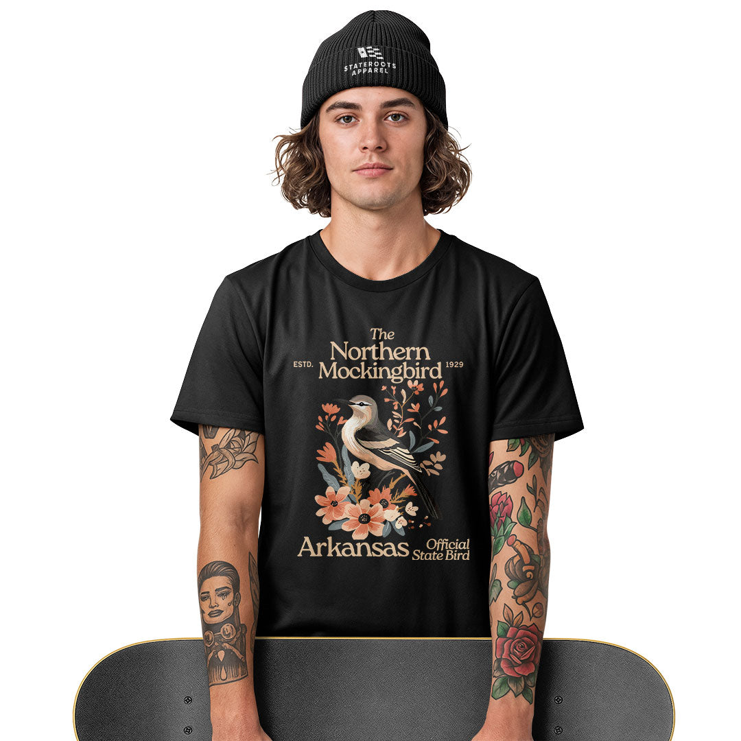 Arkansas Mockingbird Florals Tee - White view
