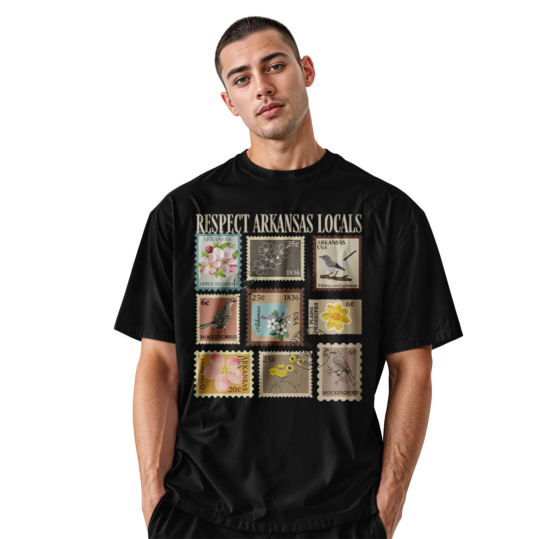 Arkansas Respect Locals Stamps Tee - Black view