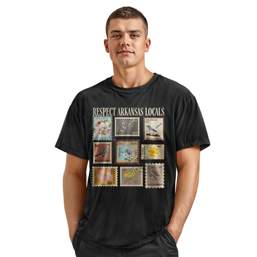 Arkansas Respect Locals Stamps Tee - Navy view
