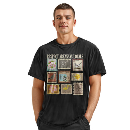 Arkansas Respect Locals Stamps Tee - Navy view